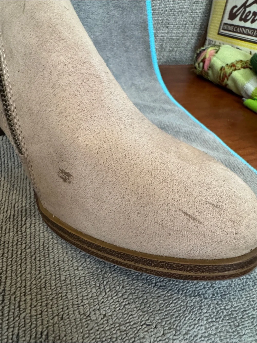 American Eagle Women's Double Zipper Faux Suede Slip-On Ankle Shoes